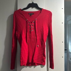 Inc ribbed rhinestone sweater